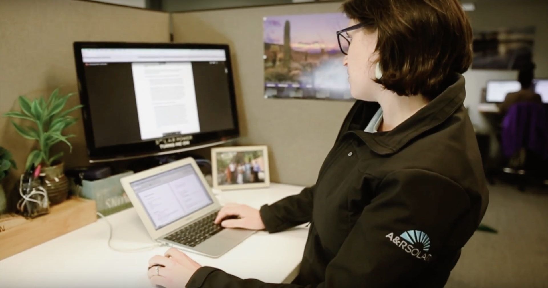 Bonnie at computer