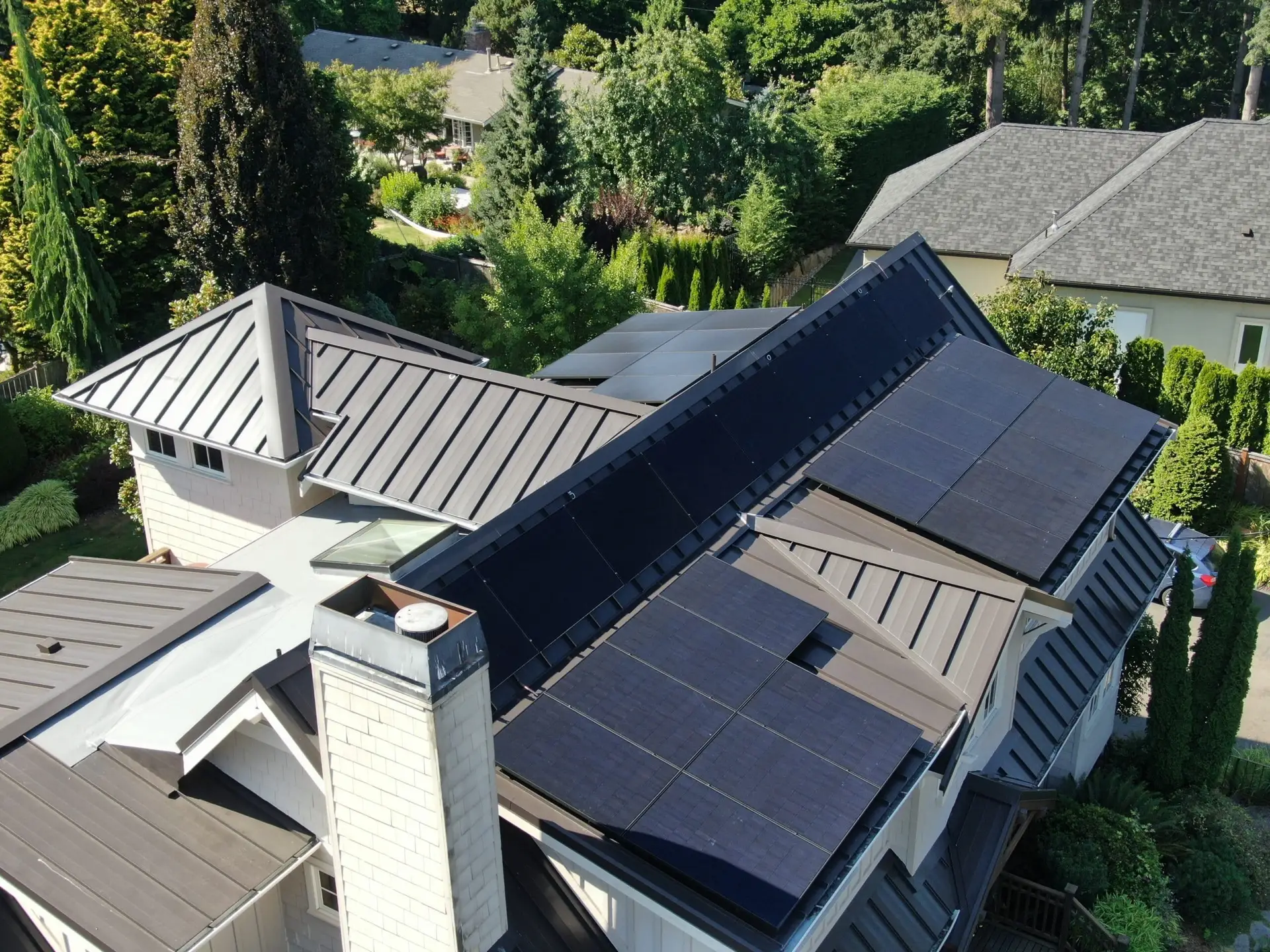 House with solar panels on roof
