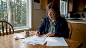 Homeowner reviewing solar rebate documents