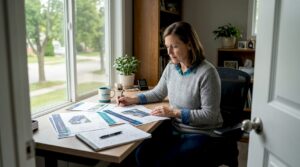 Homeowner reviewing solar system plans