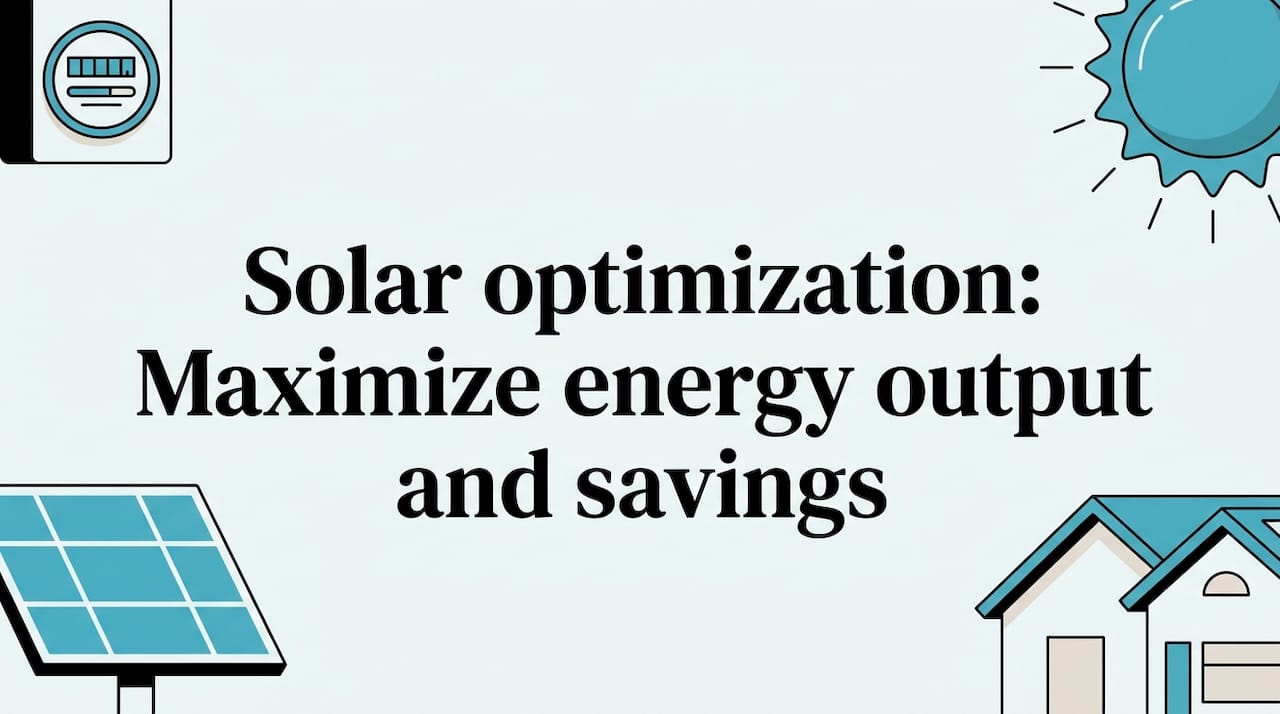 Decorative title card with solar panels and sun