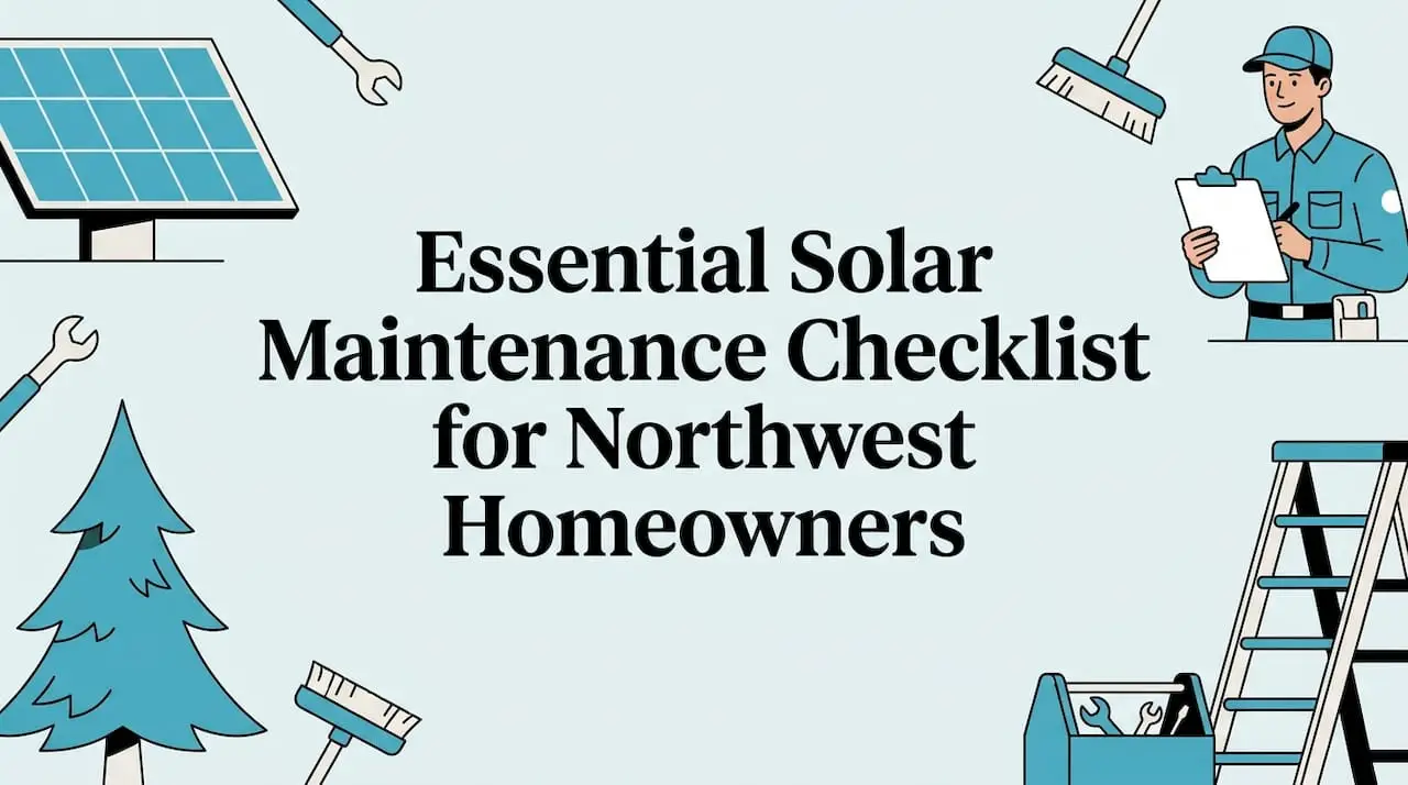 Decorative flat-vector solar maintenance title card illustration