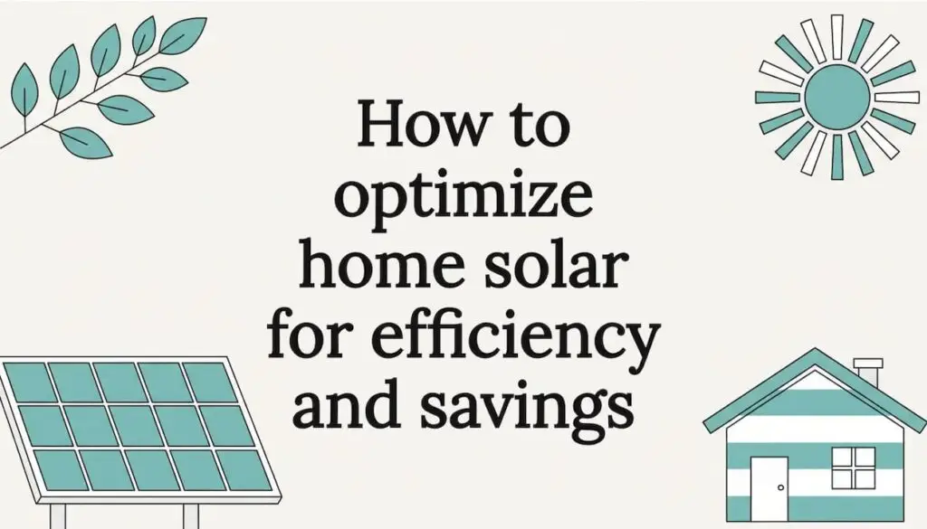 Decorative title card with solar panel, house, sun, tree