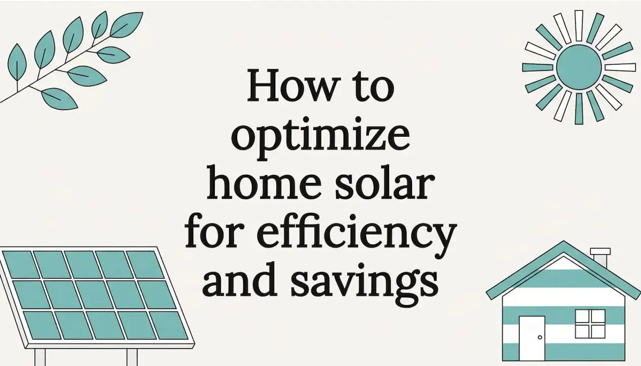 Decorative title card with solar panel, house, sun, tree