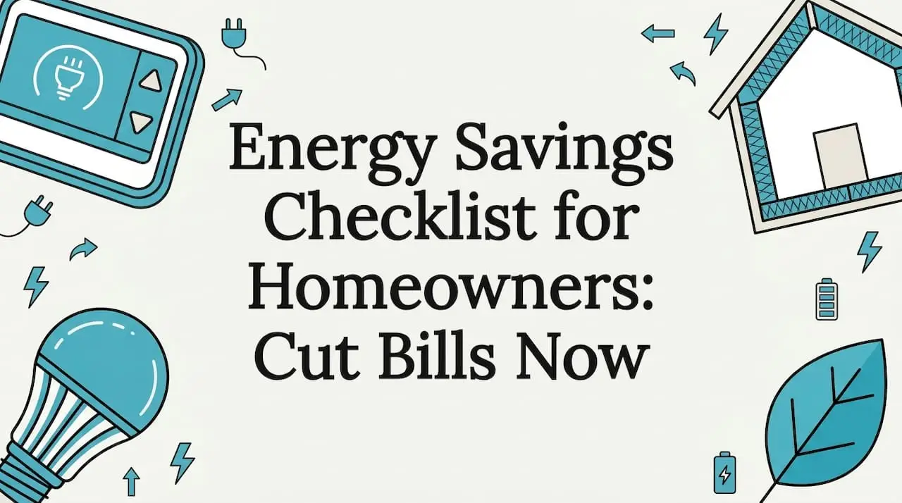 Decorative energy savings title card illustration