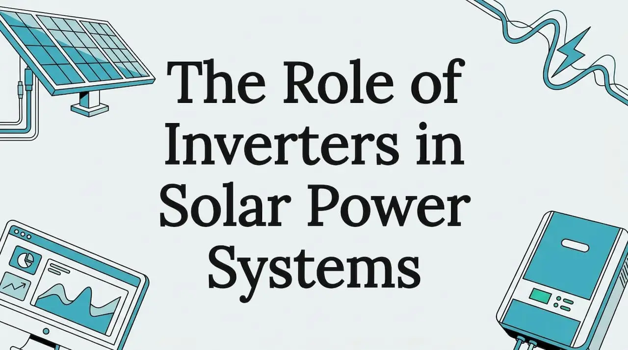 Decorative blog title card with solar inverter theme